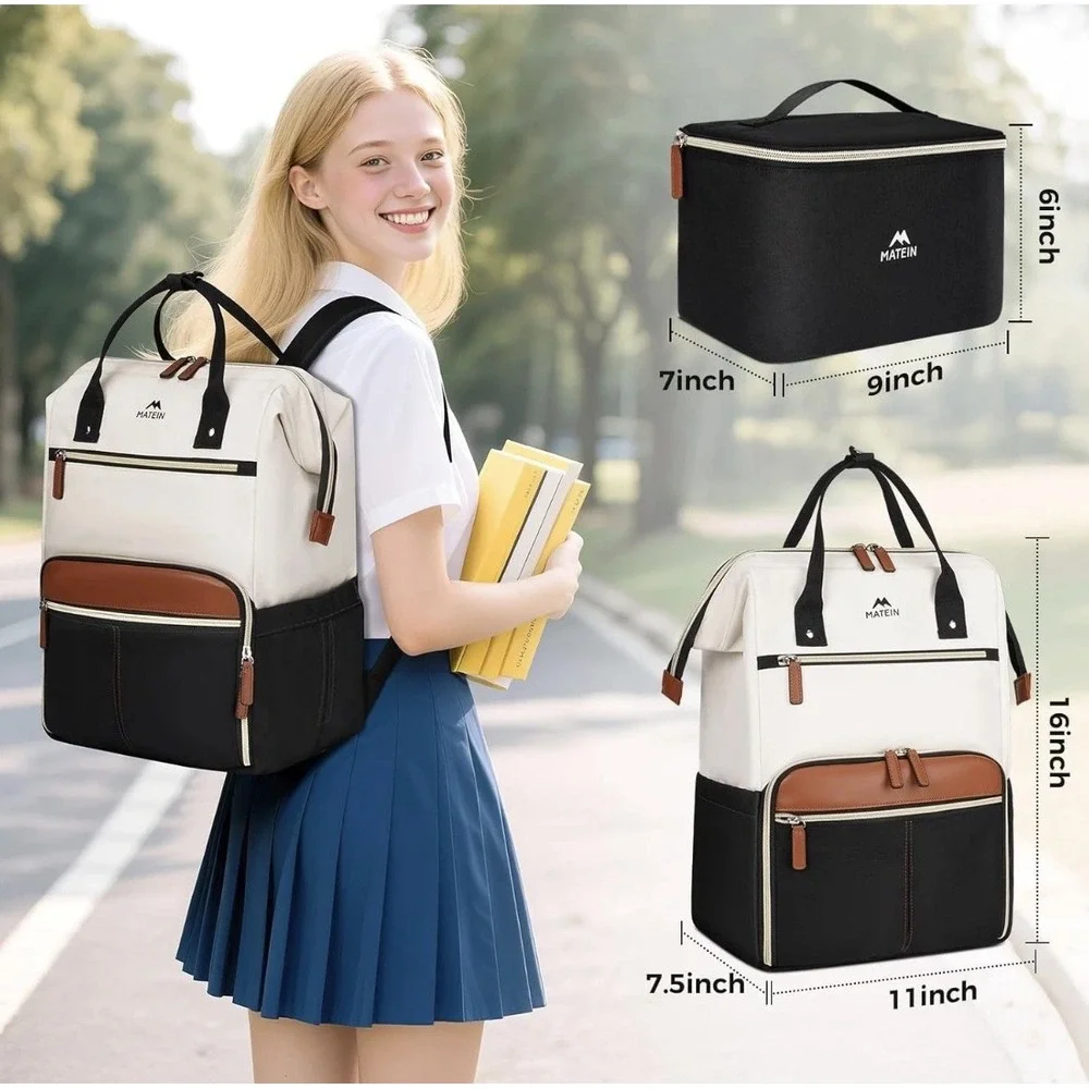MATEIN Laptop Backpack with Lunch Box, 15.6 Inch with Lunch Bag , College Comp